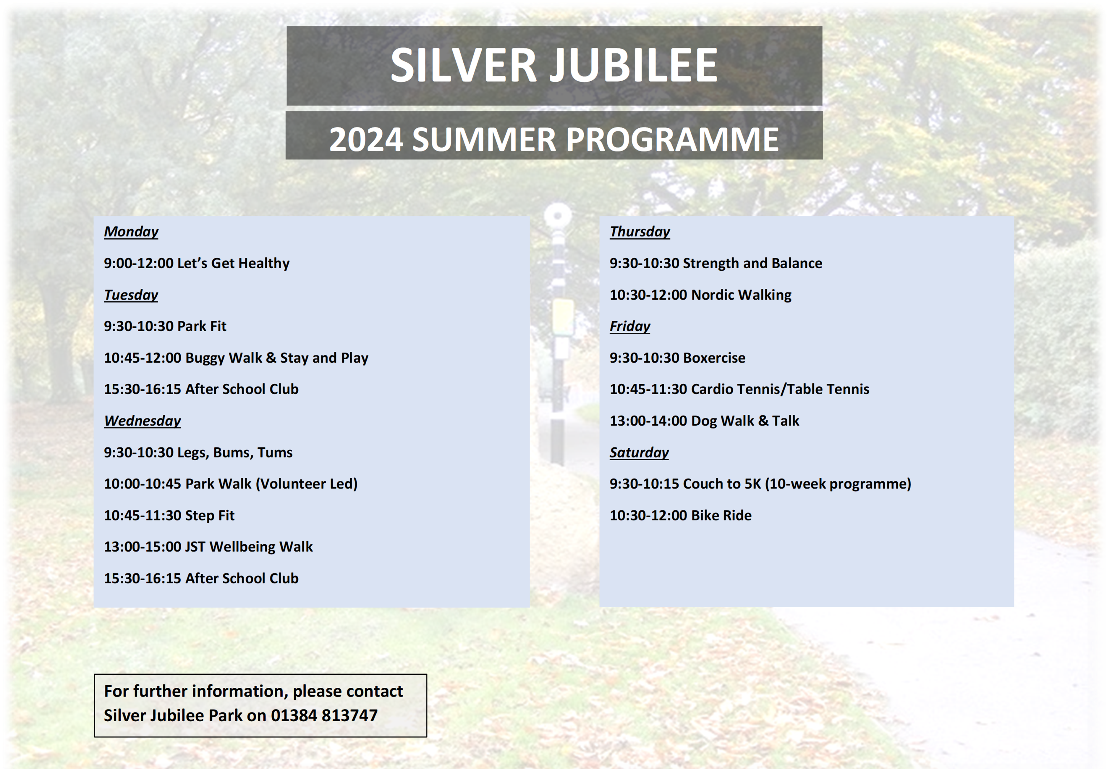 Summer programme at Silver Jubilee Park